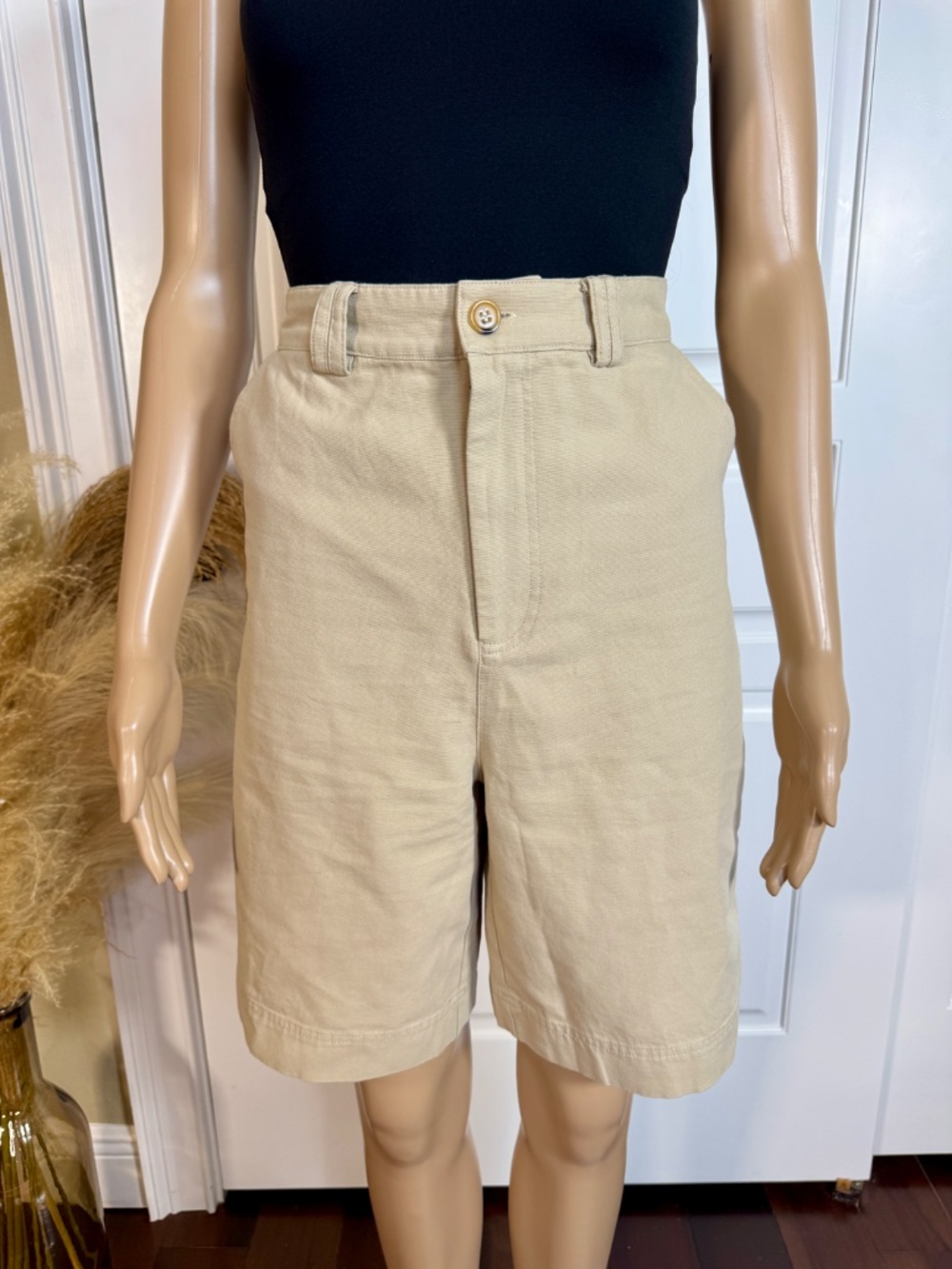 HIGH WAIST DENIM KHAKI CHINO SHORTS - NWOT - Picture 6 of 17